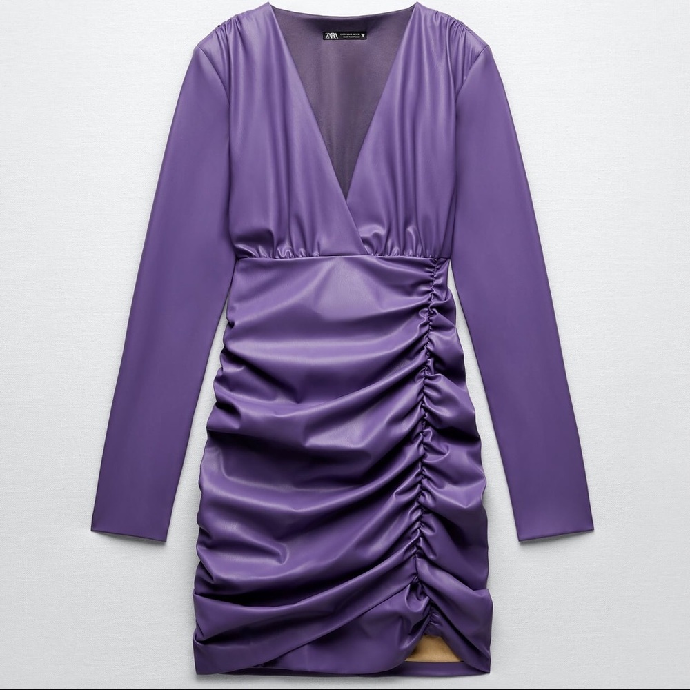 ZARA Purple Faux Leather Dress 2XL NWT